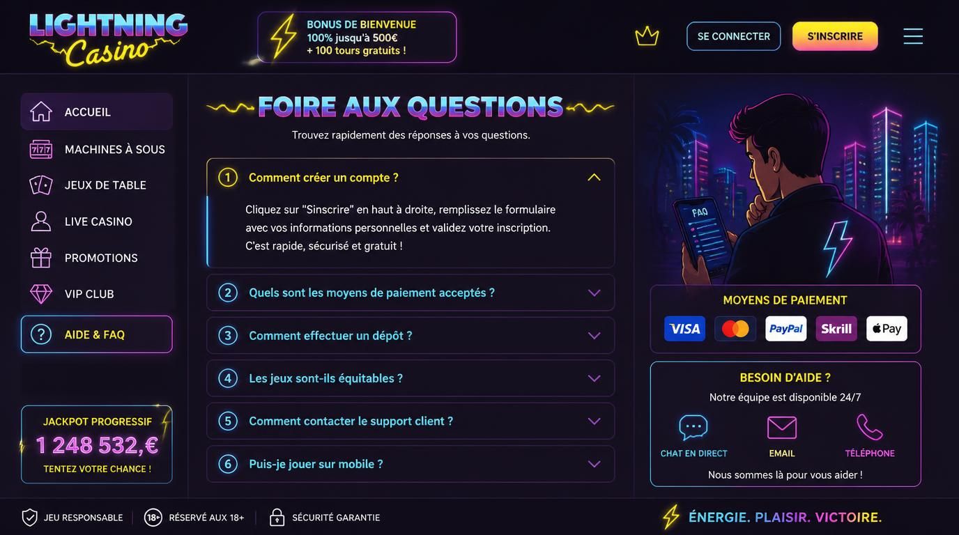 Section FAQ claire avec questions et réponses